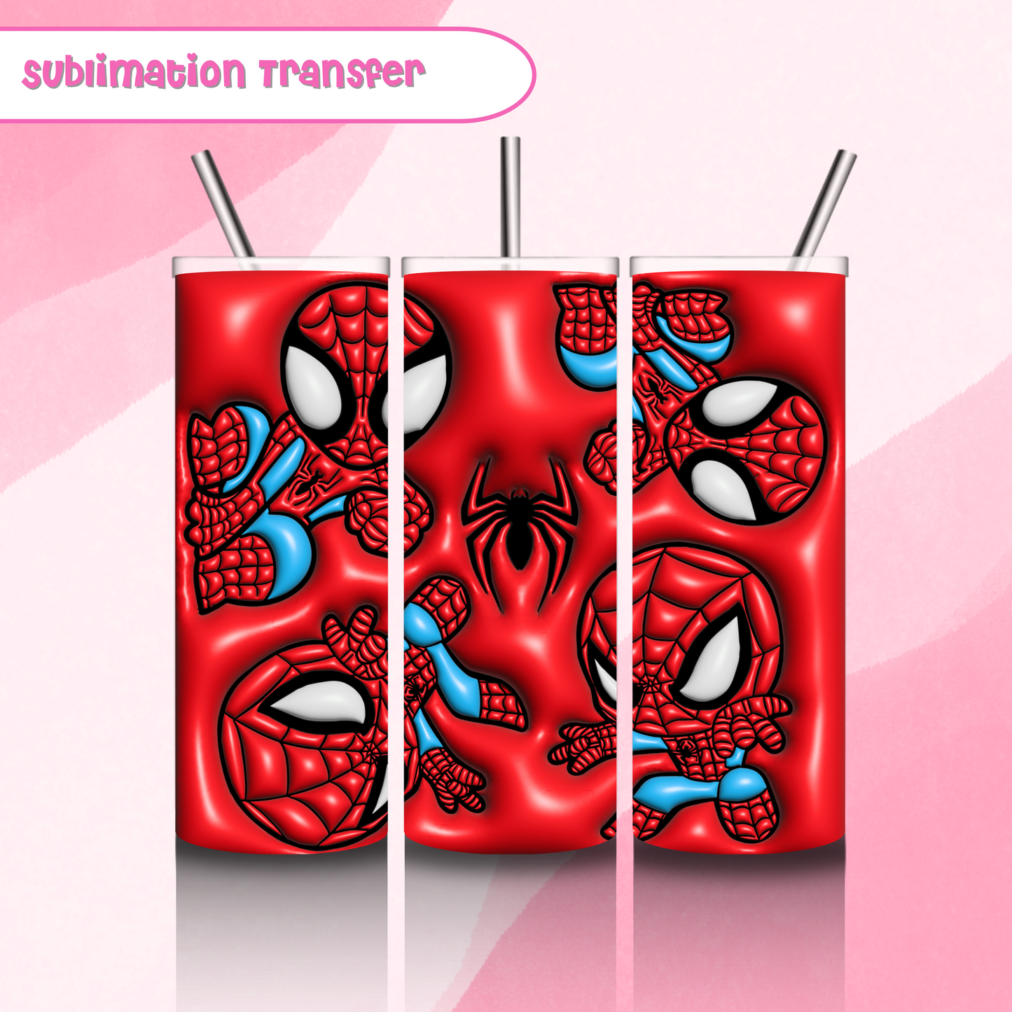Sublimation Tumbler Transfer 20 oz- 3D Spiderman