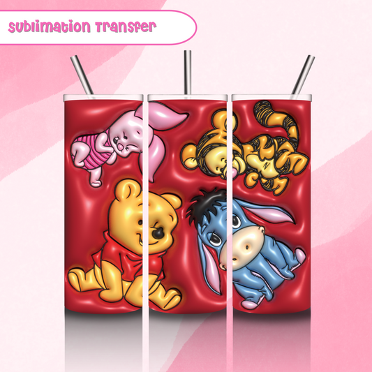 Sublimation Tumbler Transfer 20 oz- 3D Winnie Pooh