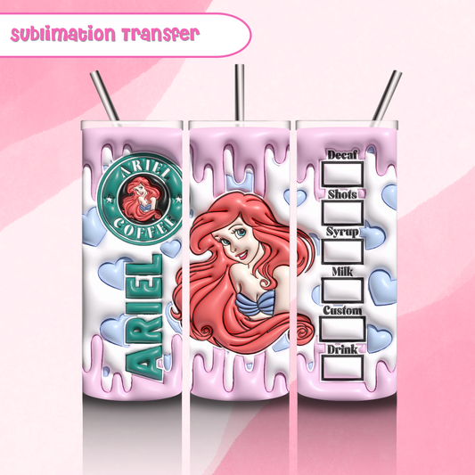 Sublimation Tumbler Transfer 20 oz- Ariel Starbies