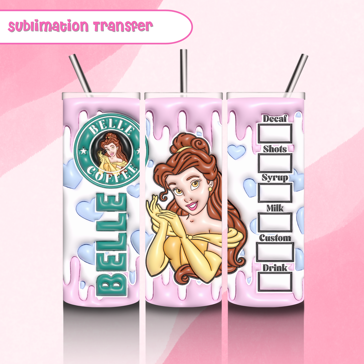 Sublimation Tumbler Transfer 20 oz- Belle Starbies
