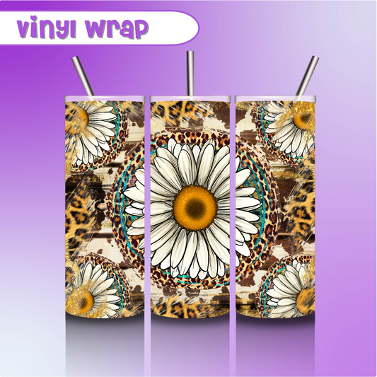 Vinyl Tumbler Wrap 20 oz- Sunflower Leopard