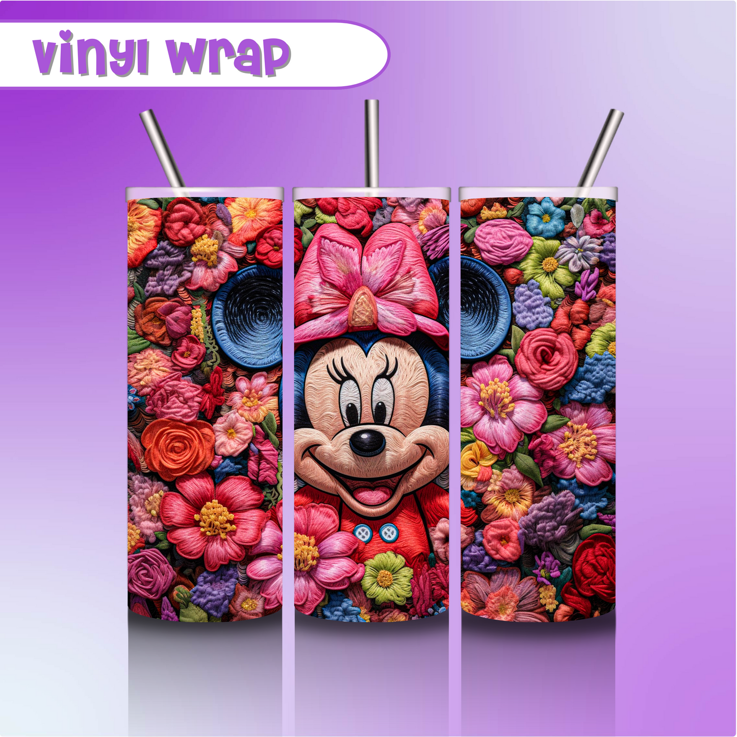 Vinyl Tumbler Wrap 20 oz- Minnie Flowers