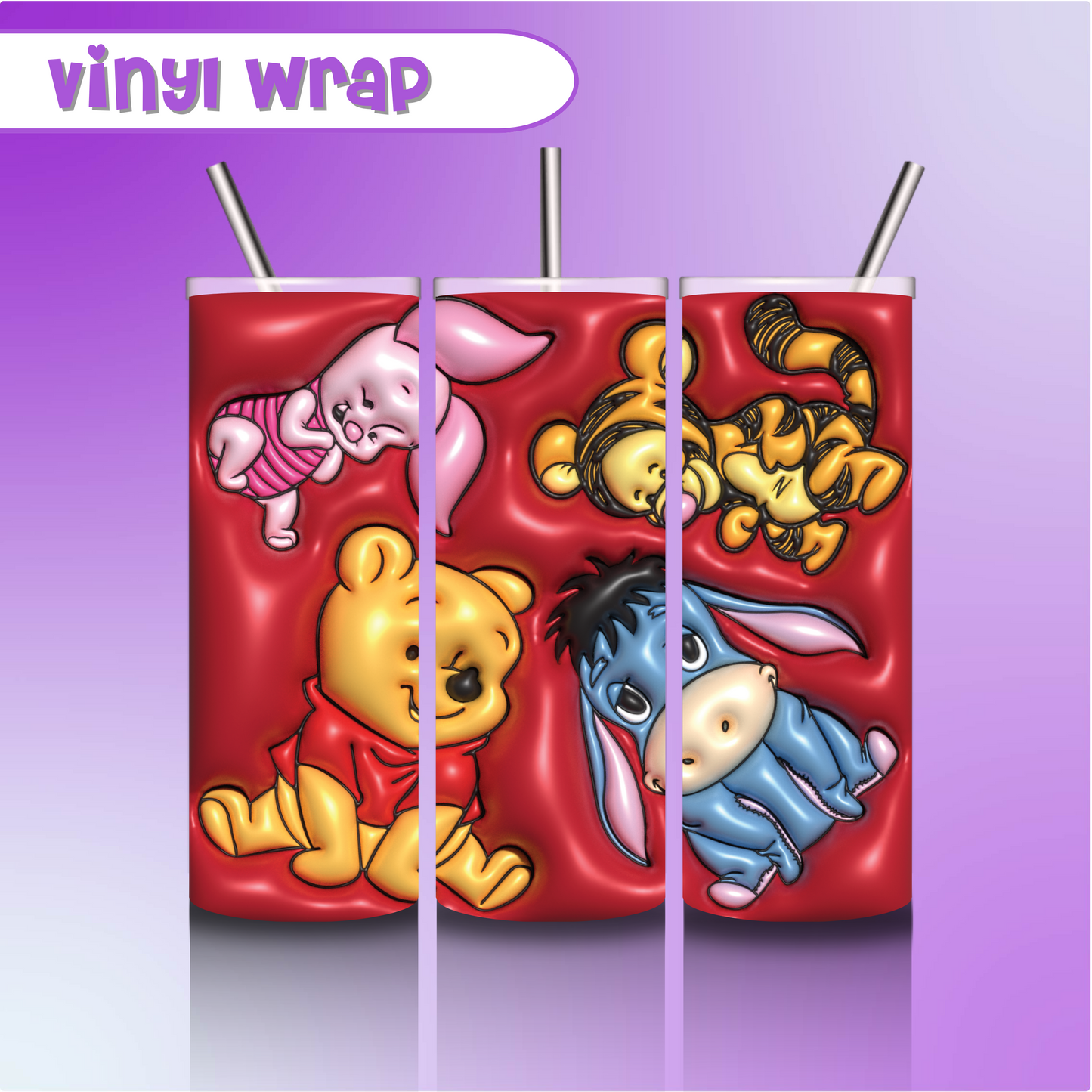 Vinyl Tumbler Wrap 20 oz- Pooh 3D