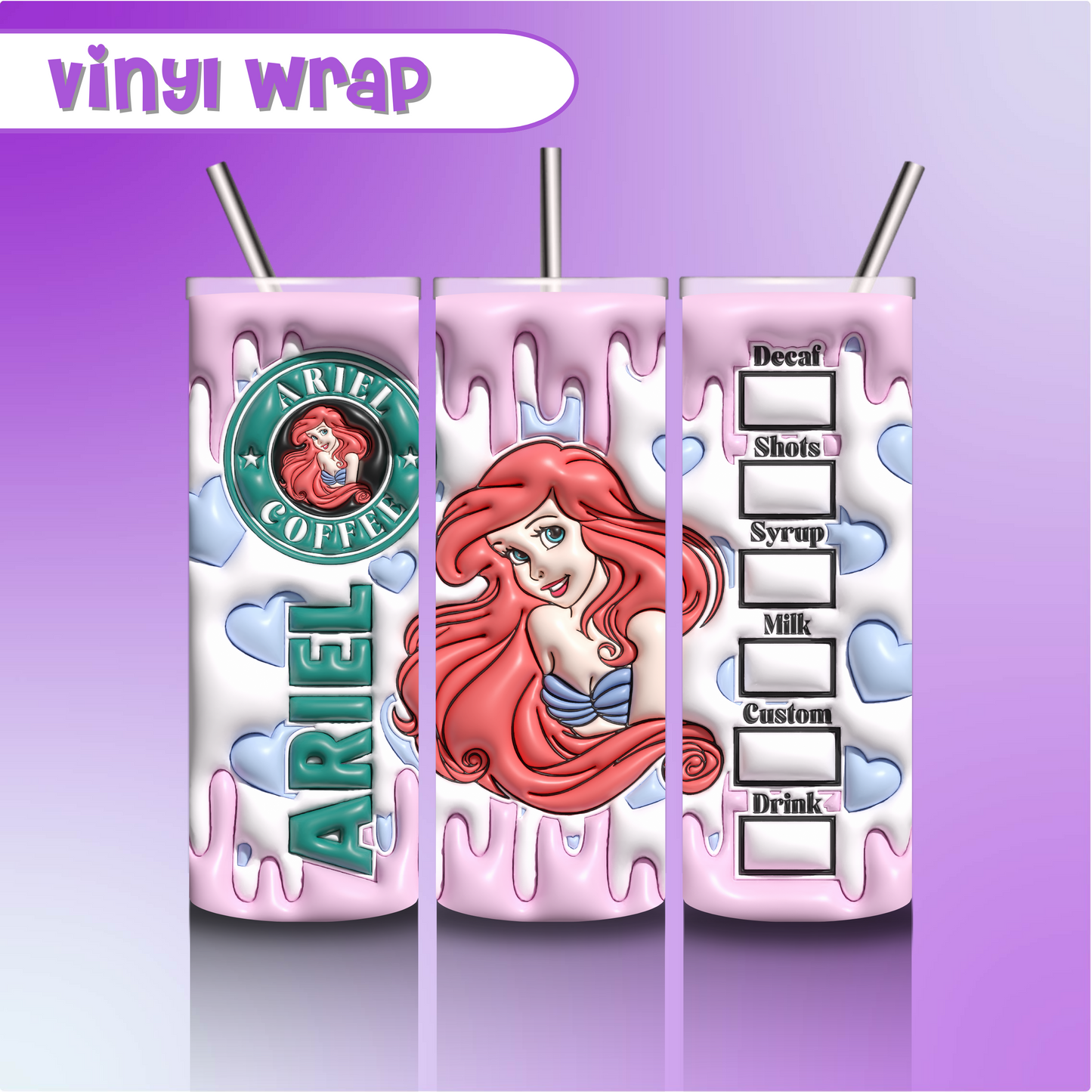 Vinyl Tumbler Wrap 20 oz- Ariel Starbies
