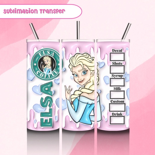 Sublimation Tumbler Transfer 20 oz- Elsa Starbies