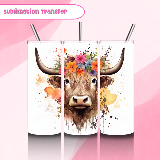 Sublimation Tumbler Transfer 20 oz- Highland with Floral Headband
