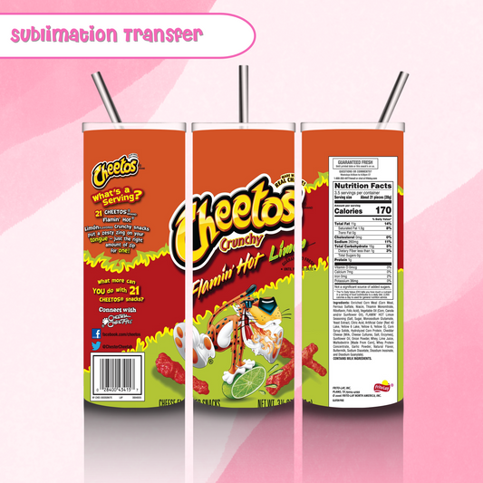 Sublimation Tumbler Transfer 20 oz-Hot Cheetos