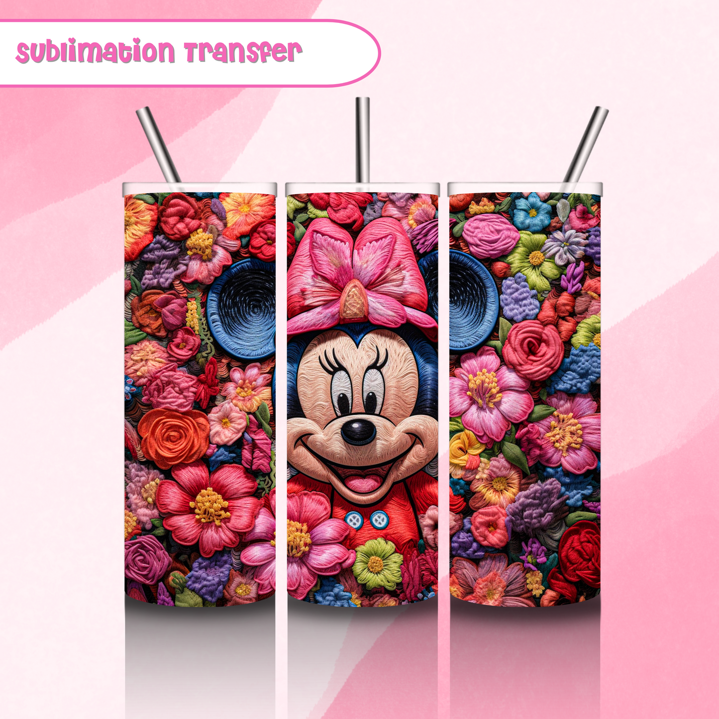 Sublimation Tumbler Transfer 20 oz- Minnie Flowers