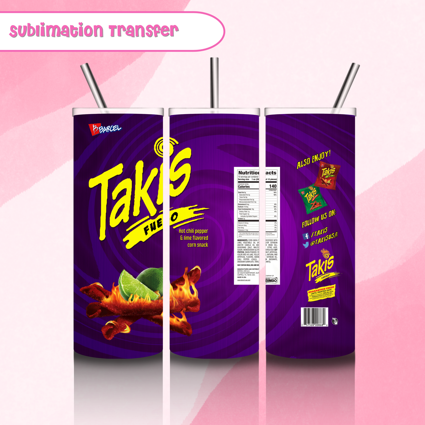 Sublimation Tumbler Transfer 20 oz- Takis