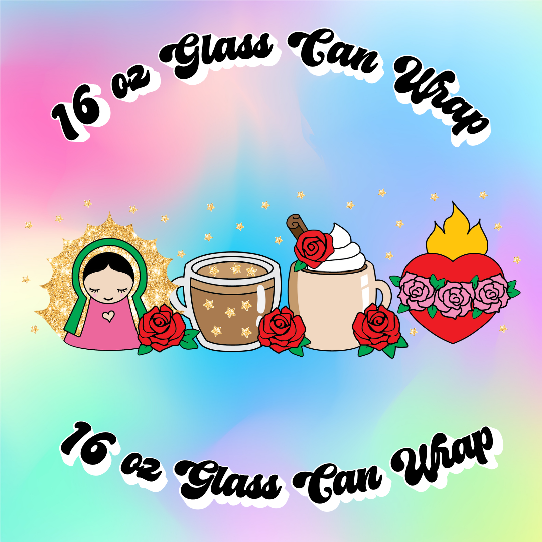 Virgencita Cafecito Wrap LIBBEY GLASS CAN  16 OZ